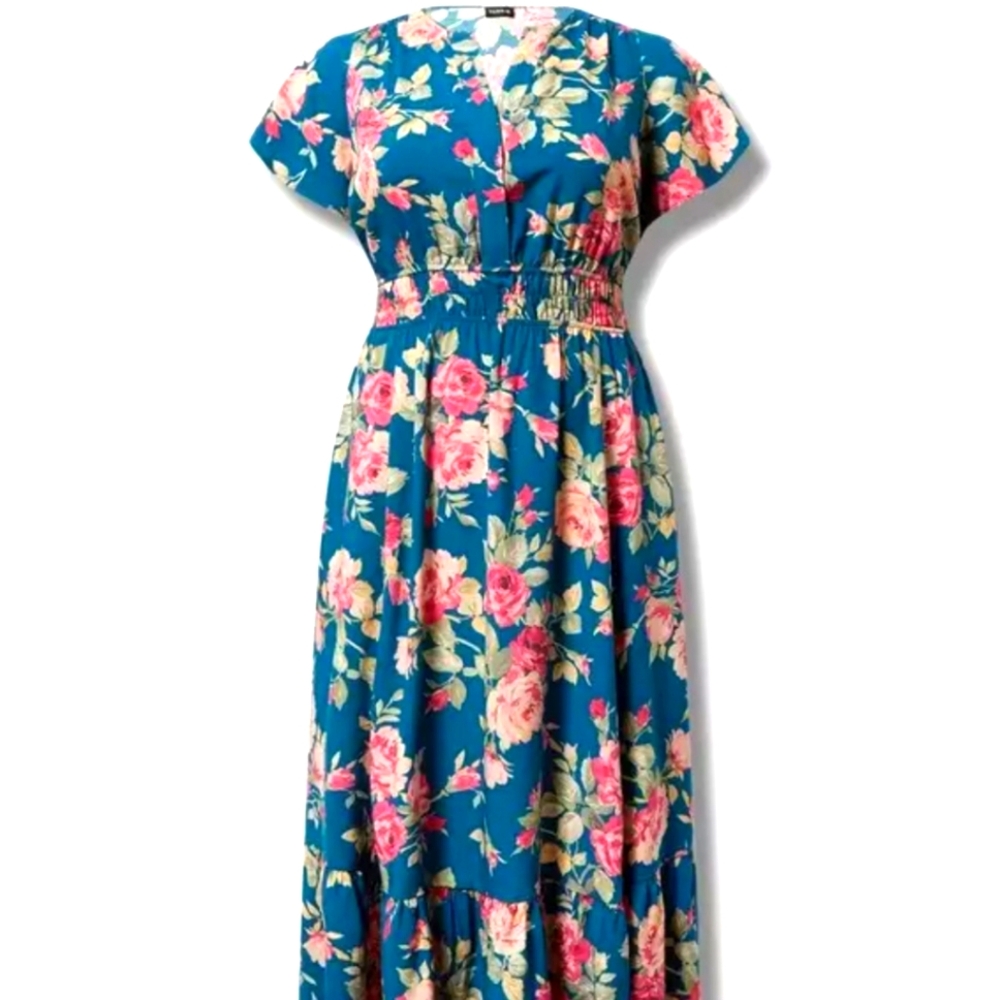 TORRID Maxi Challis Smocked Waist Dress